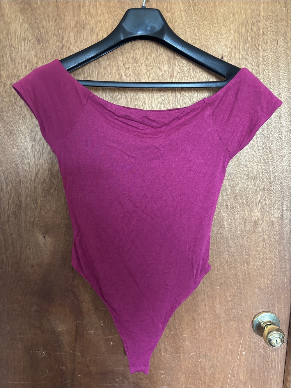 Free People Women's Off-Shoulder Stretch Bodysuit in Raspberry